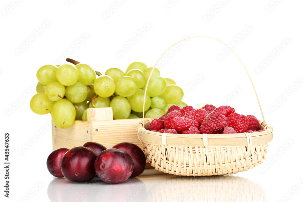 ripe fruits and berries isolated on white ripe fruits and berries isolated on white