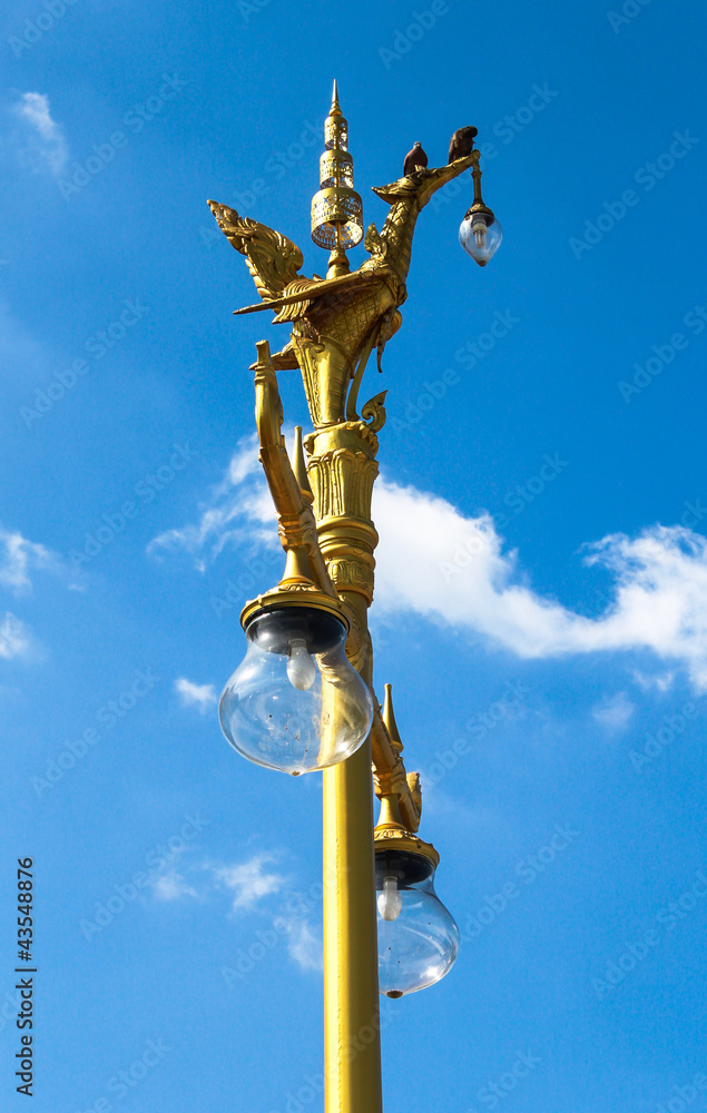 Golden swan, Thai style light pillar lantern.