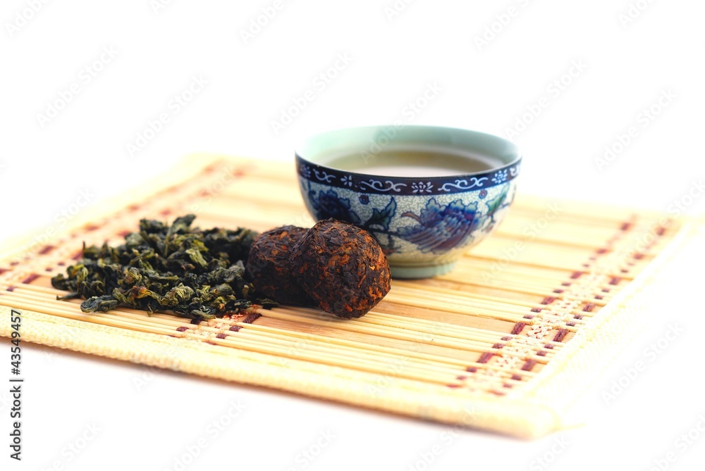Healthy green tea with cup