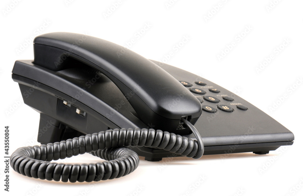 Black phone isolated on white background Black phone isolated on white background