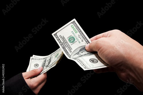 dollars in the hands of a businessman