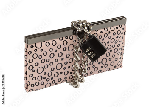 isolated wallet with chain and padlock