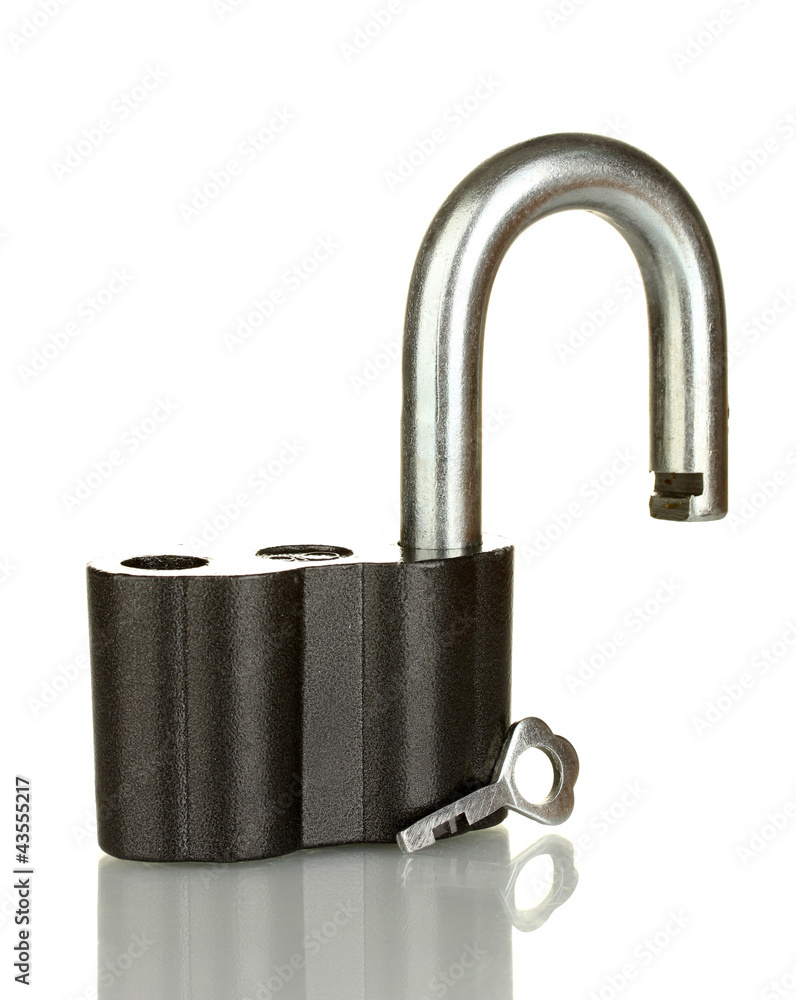 old padlock with key isolated on white background old padlock with key isolated on white background