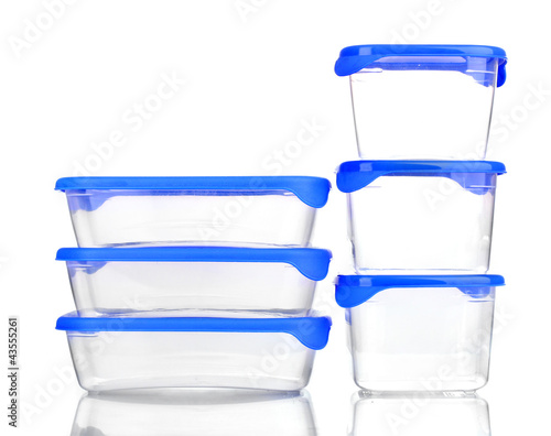 Fotografía Plastic containers for food isolated on white