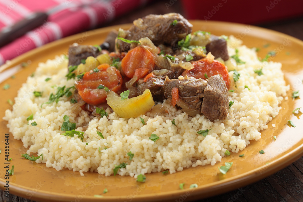 Lamb meat with vegetables and couscous Lamb meat with vegetables and couscous
