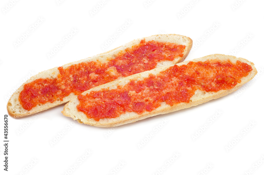 pa amb tomaquet, bread with tomato, typical of Catalonia, Spain pa amb tomaquet, bread with tomato, typical of Catalonia, Spain