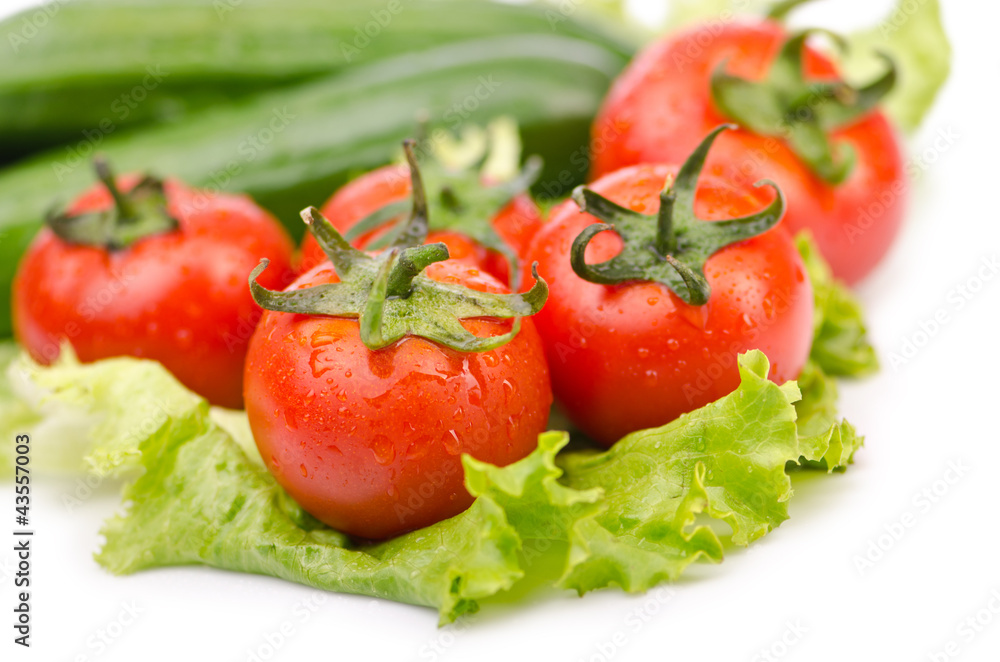Cucumbers and tomatoes ready for salad Cucumbers and tomatoes ready for salad