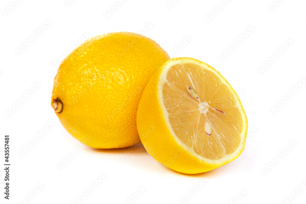 Fresh lemons on white background Fresh lemons on white background