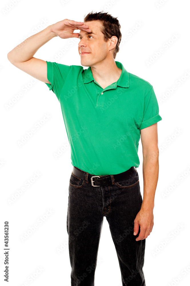 Handsome cool guy looking far away Handsome cool guy looking far away