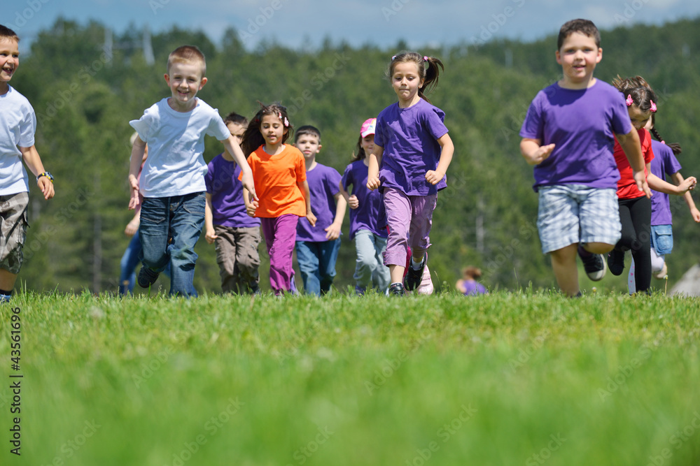 happy kids group have fun in nature happy kids group have fun in nature
