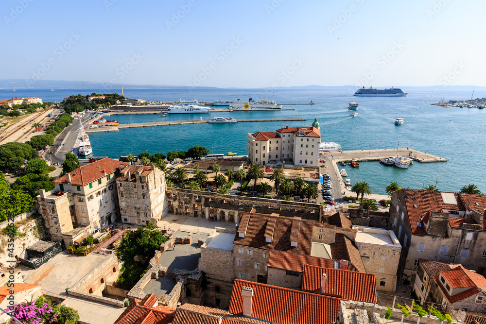 SPLIT, CROATIA - JULY 2: Aerial View on Diocletian Palace and Ci