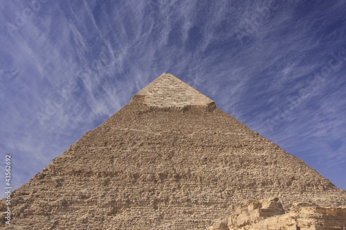 Pyramid of Khafre with blue sky and clouds  Caori  Egypt