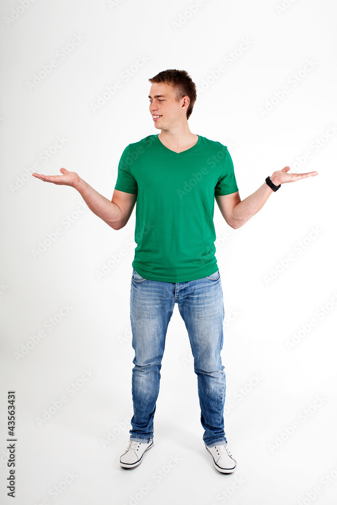 Casual man compares Casual man compares