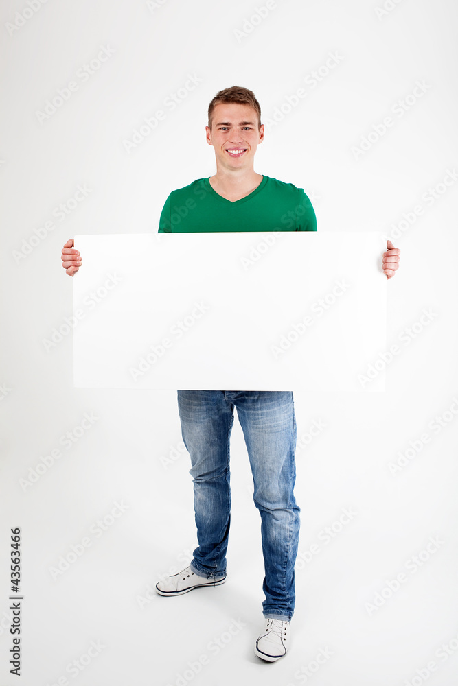 Man with sign isolated Man with sign isolated
