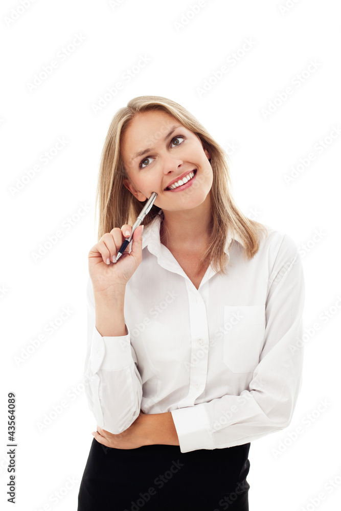 Pretty young woman looking away isolated Pretty young woman looking away isolated