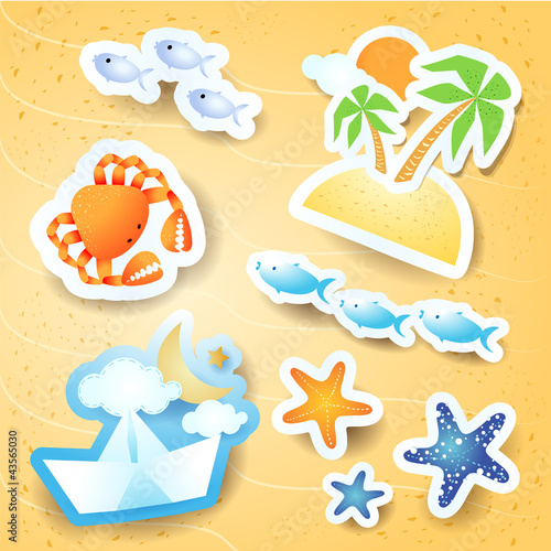 Holidays on the beach, stickers collection
