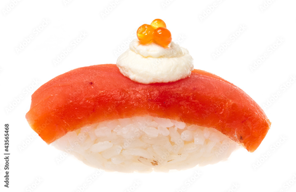Salmon sushi on a White background
