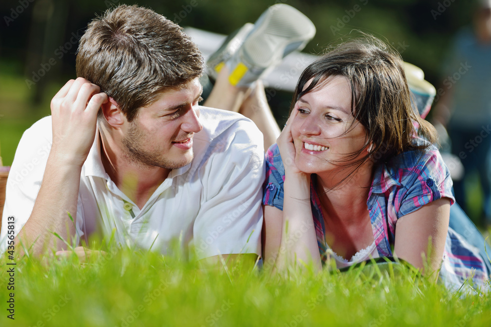 happy young couple having a picnic outdoor happy young couple having a picnic outdoor