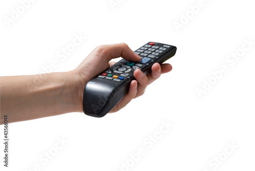 TV remote control in hand