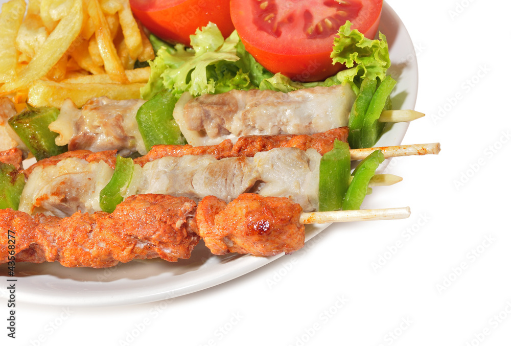 Detalle de menú con brochetas. Detalle de menú con brochetas.