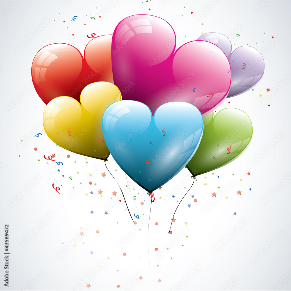 Glossy heart shaped birthday balloons