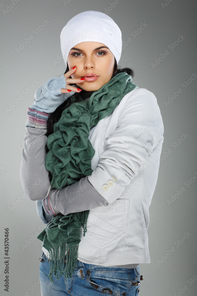 A photo of beautiful girl is in winter clothes A photo of beautiful girl is in winter clothes