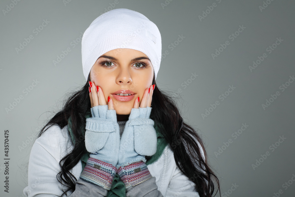 A photo of beautiful girl is in winter clothes A photo of beautiful girl is in winter clothes