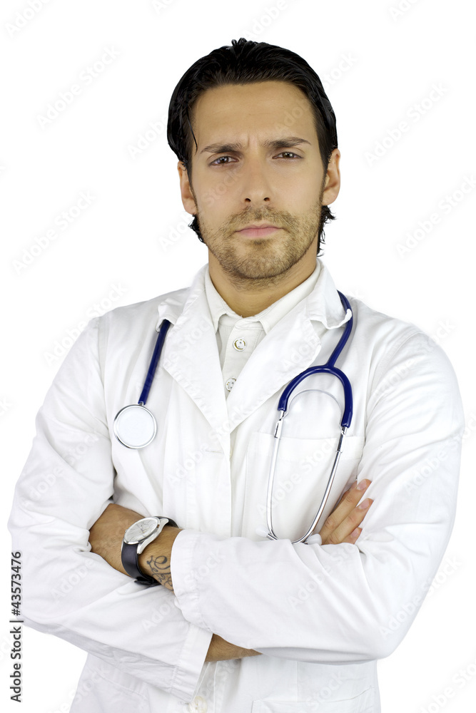 Fototapeta premium Cool good looking serious doctor