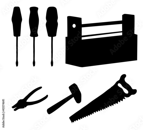 Tools set, silhouettes