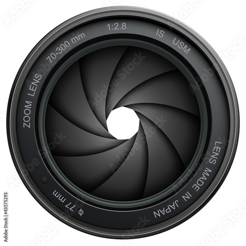 Camera lens shutter, isolated on white.