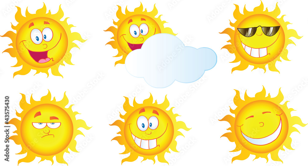 Different Sun Cartoon Mascot Characters