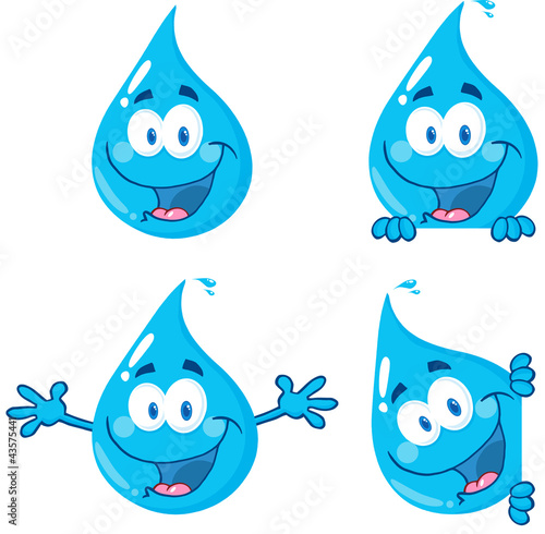 Water Drop Cartoon Mascot Characters 1