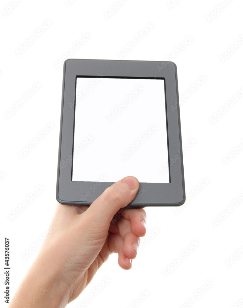 Empty e-reader and hand. Empty e-reader and hand.