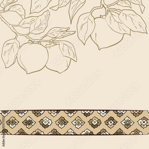 persimmon seamless pattern Asian Traditional Painting photo