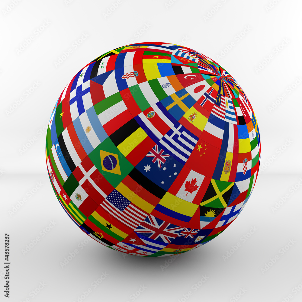 Fototapeta premium Flag Globe with different country flags