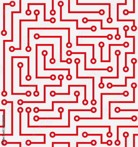 Seamless red electronic pattern. Vector illustration