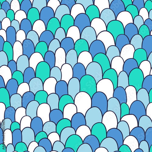 Seamless blue rolling hill pattern. Vector