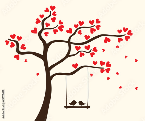 Vector hearts tree