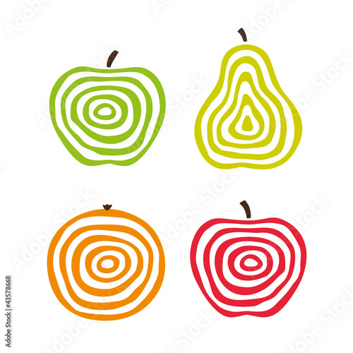 Stylized fruit icons. Vector