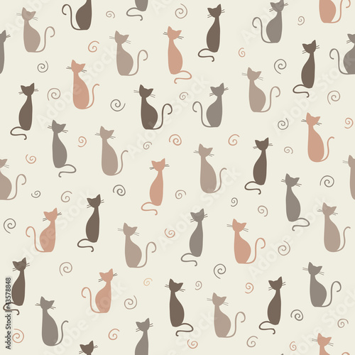 Sticker Stylish cats pattern. Vector illustration
