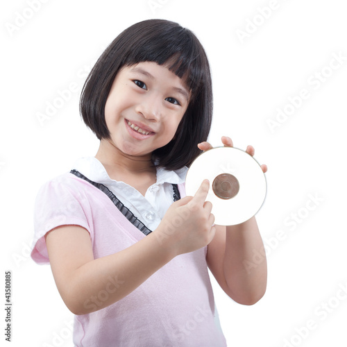 little girl show CD on her hand