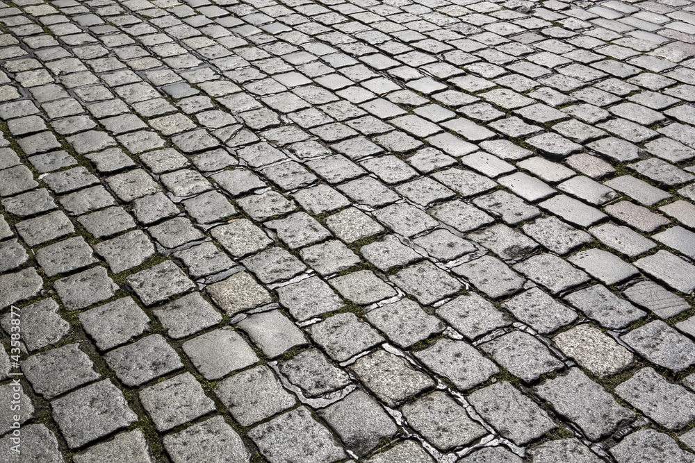 detail of cobble stone street gives a harmonic pattern