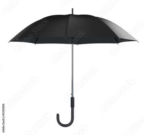 Black umbrella isolated on white background