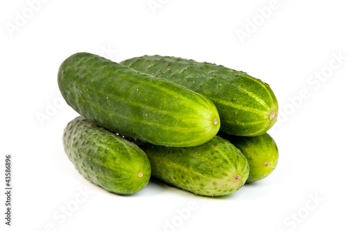 Five Fresh Cucumbers isolated on white