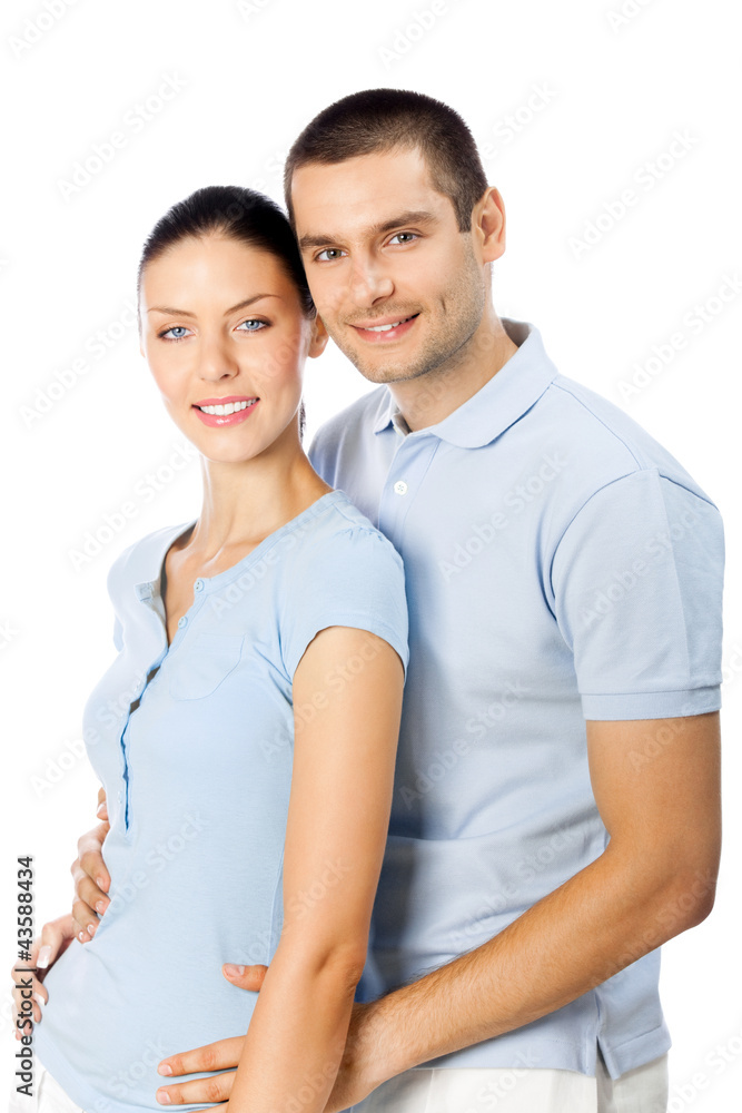 Young happy smiling couple, isolated Young happy smiling couple, isolated