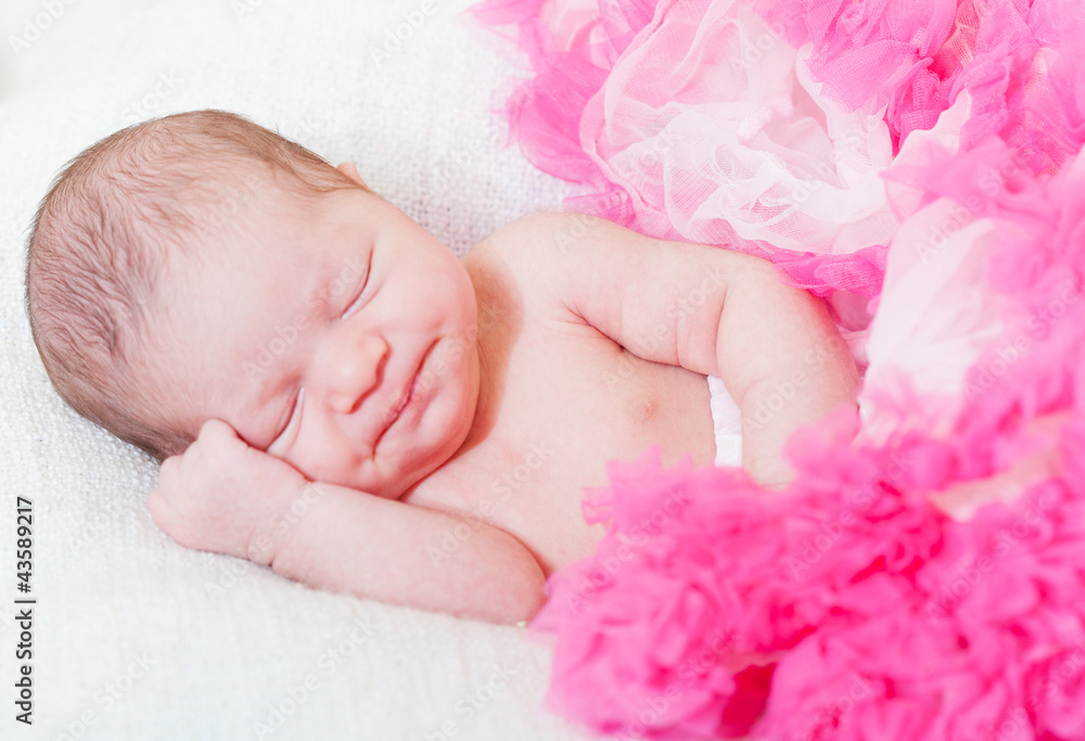 sleeping small princess in pink laces (the newborn girl) sleeping small princess in pink laces (the newborn girl)