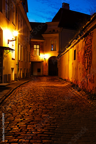 Old European sreet at night