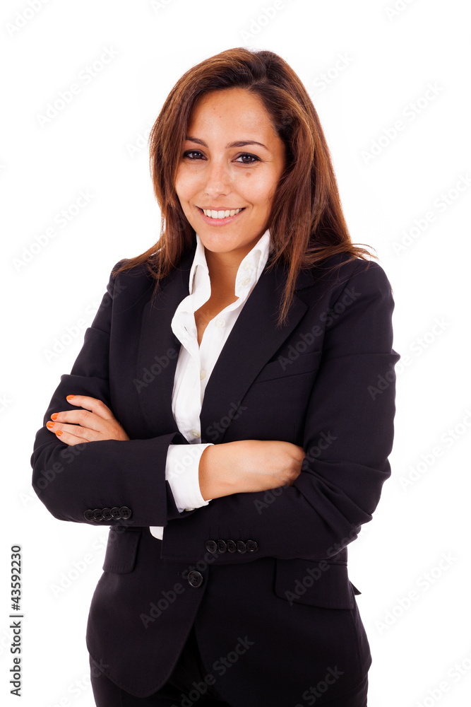 Smiling young business woman portrait, isolated on white Smiling young business woman portrait, isolated on white