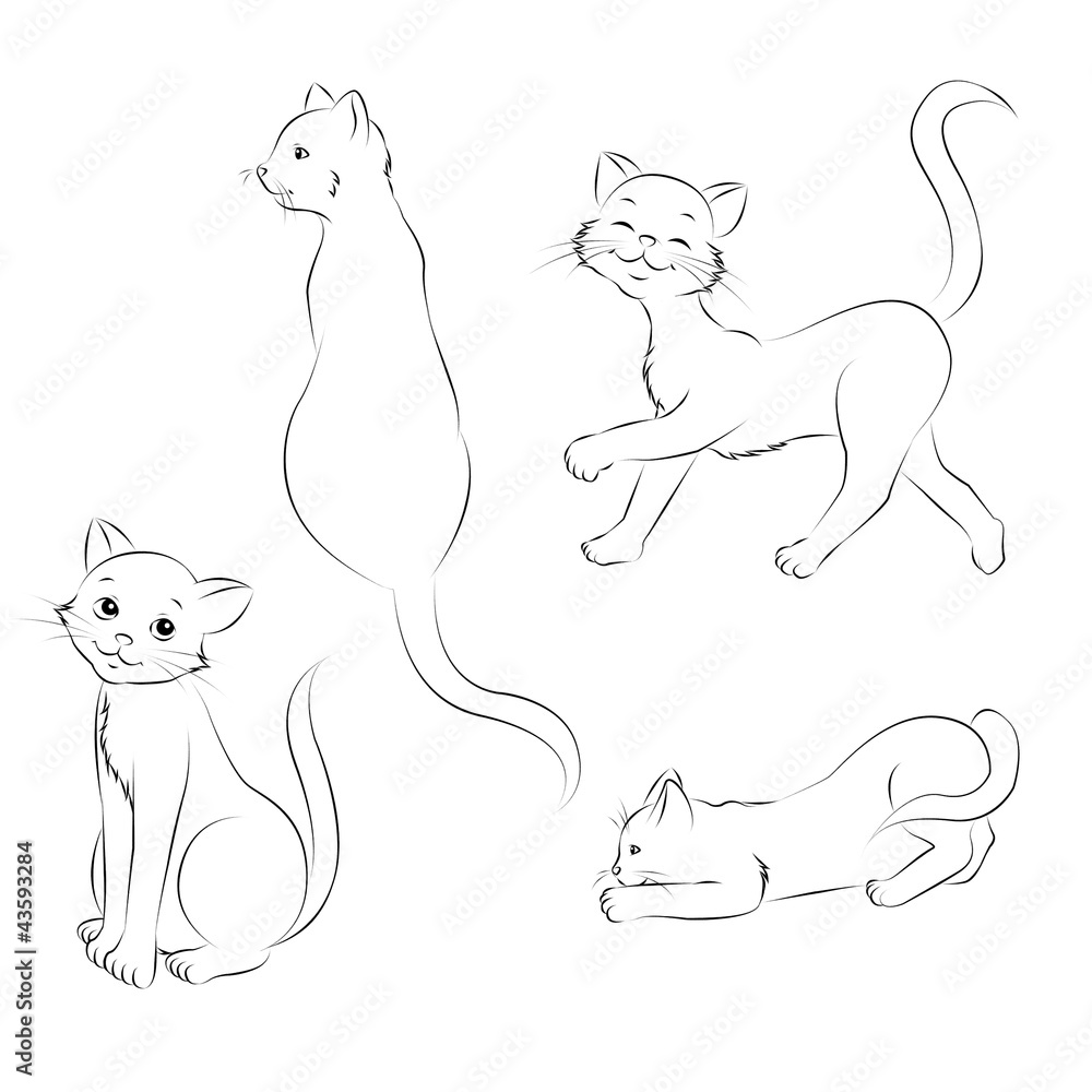 09 Katze Sammlung Outlines Malbild