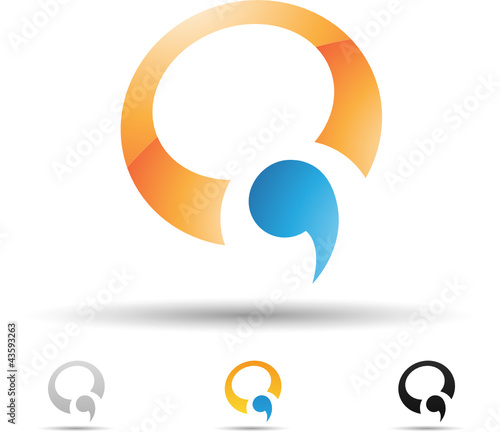 Vector illustration of abstract icons of letter Q - Set 4